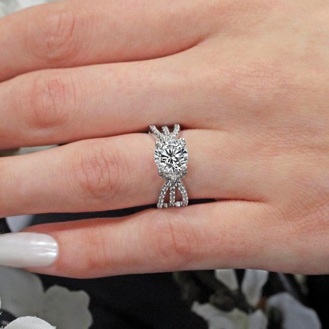 Platinum Triple Split Shank Lab Diamond Engagement Ring Image 3