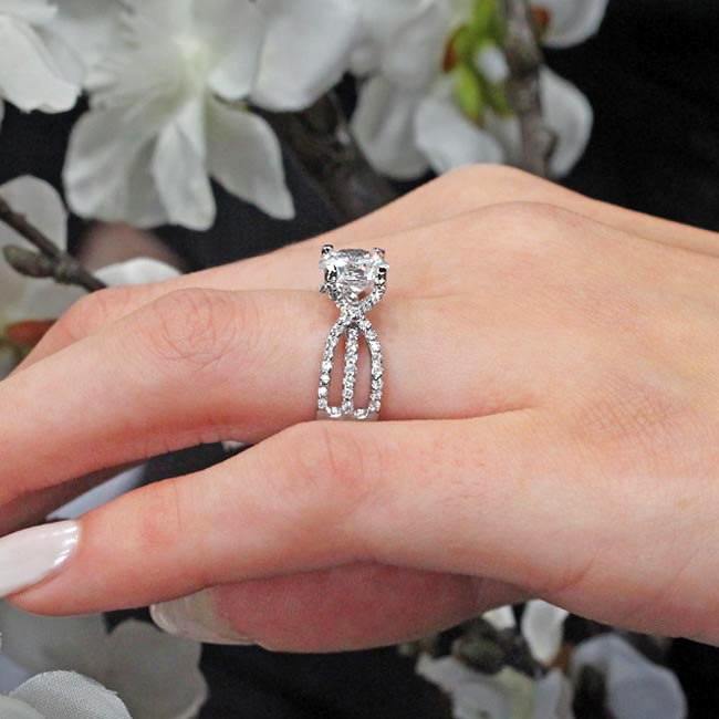 Platinum Triple Split Shank Lab Diamond Engagement Ring Image 4
