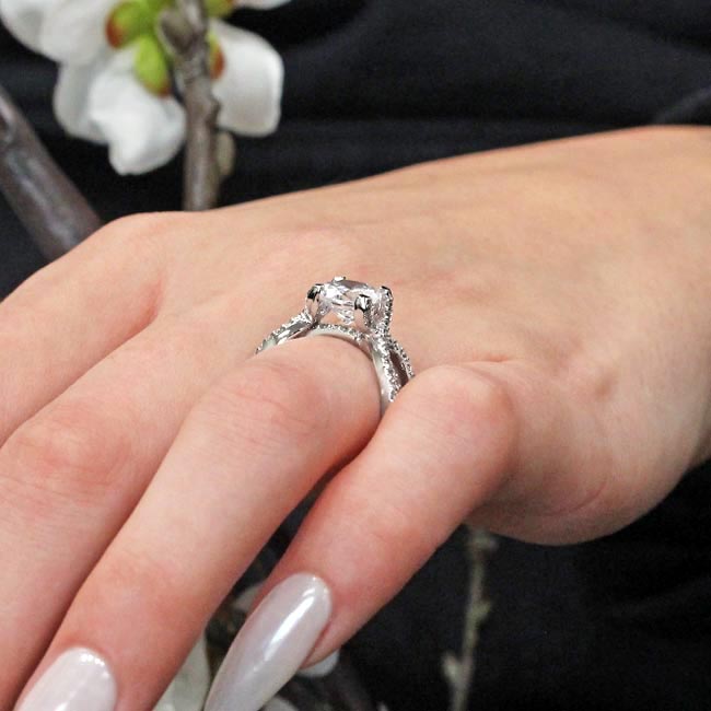Platinum Triple Split Shank Moissanite Engagement Ring Image 5