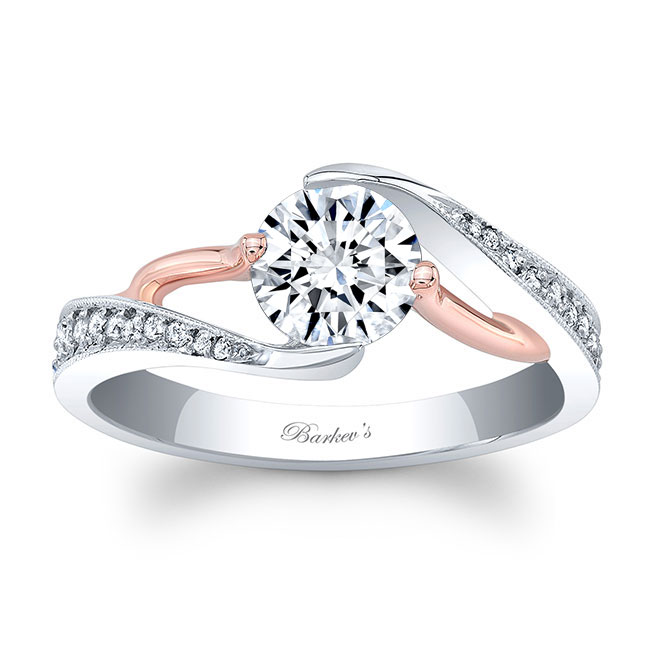  White Rose Gold Bypass Ring Image 4