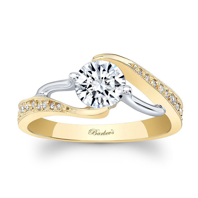  Yellow Gold Bypass Moissanite Ring Image 1