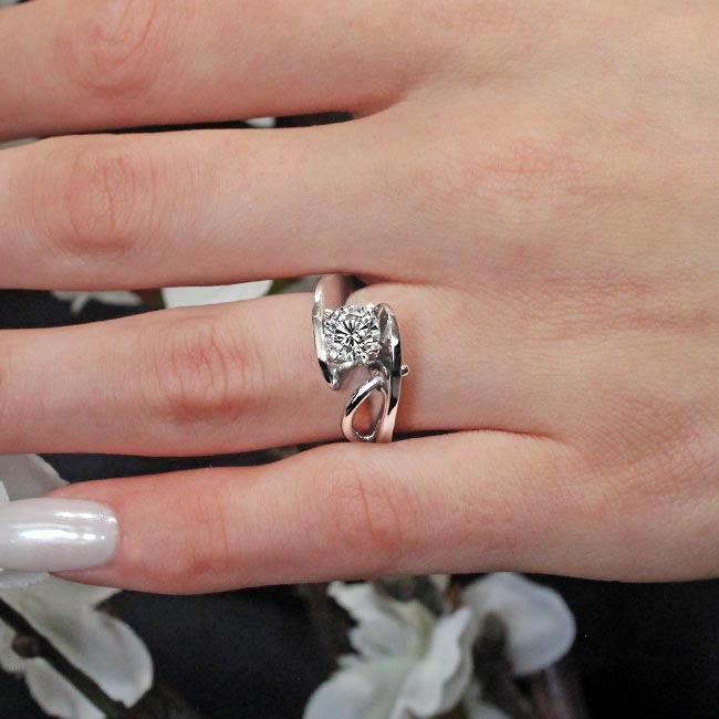 Unusual Solitaire Lab Diamond Engagement Ring Image 3