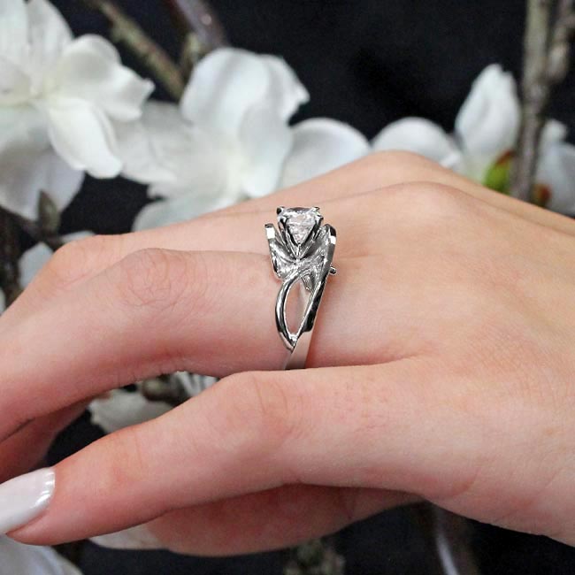 Unusual Solitaire Lab Diamond Engagement Ring Image 4