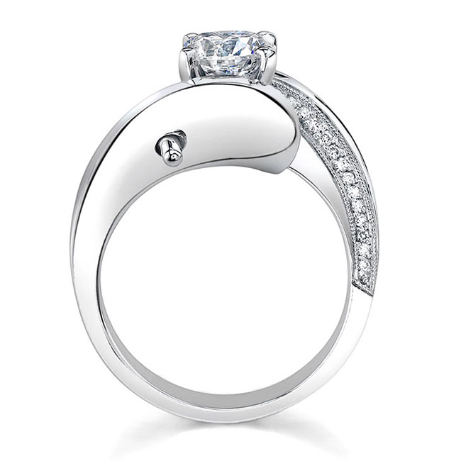Platinum Wire Trim Pave Moissanite Engagement Ring Image 2