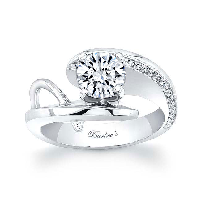 Platinum Wire Trim Pave Moissanite Engagement Ring Image 1