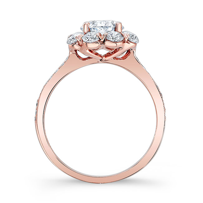  Rose Gold 1 Carat Moissanite Halo Diamond Ring Image 2