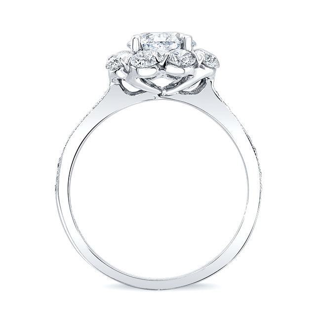Platinum 1 Carat Moissanite Halo Diamond Ring Image 2