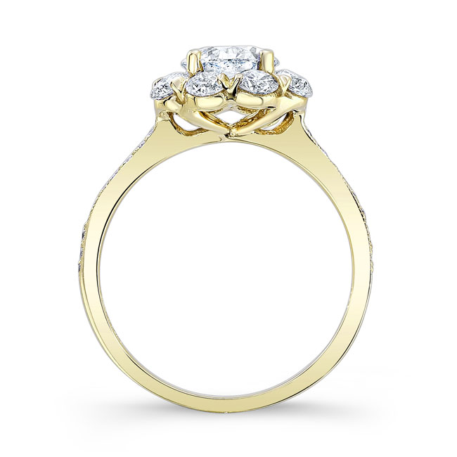  Yellow Gold 1 Carat Moissanite Halo Diamond Ring Image 2