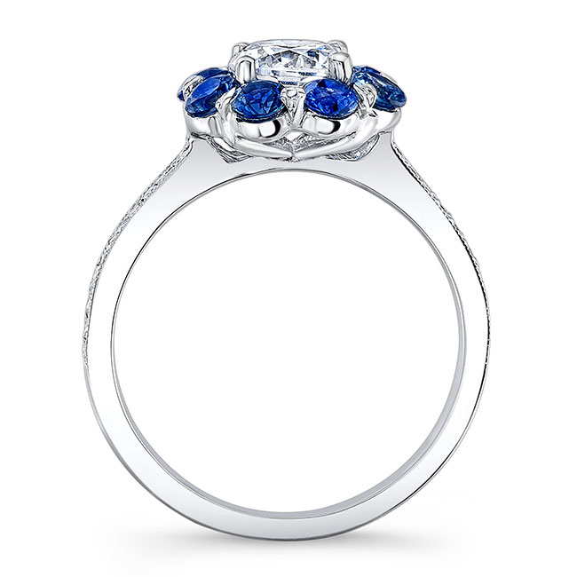  1 Carat Halo Blue Sapphire And Diamond Ring Image 5