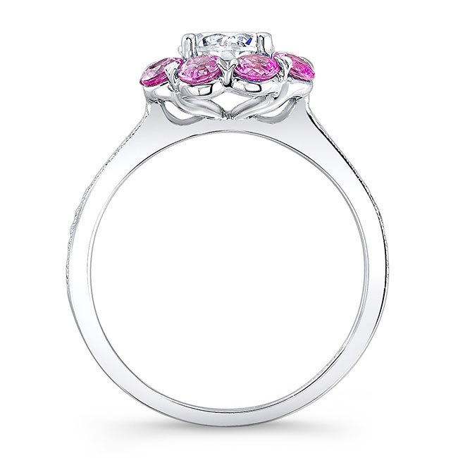  1 Carat Moissanite Halo Pink Sapphire And Diamond Ring Image 2