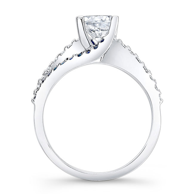 White Gold 1 Carat Round Cut Sapphire Accent Ring Image 2