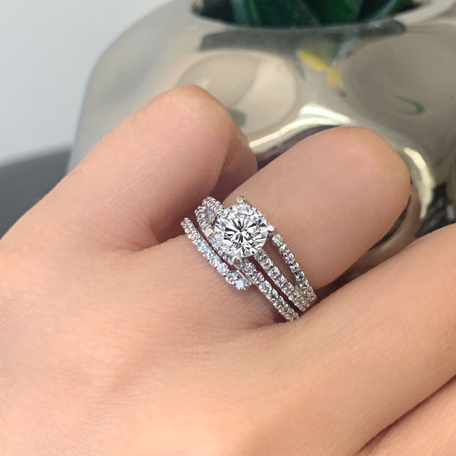  1 Carat Round Cut Lab Grown Diamond Bridal Set Image 2