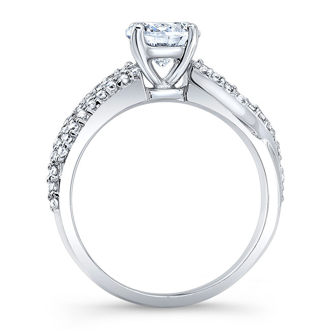  White Gold Swirl Black Diamond Accent Moissanite Ring Image 2
