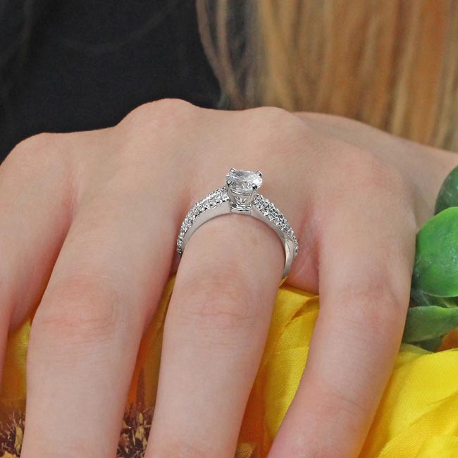 White Gold Swirl Diamond Ring Image 5
