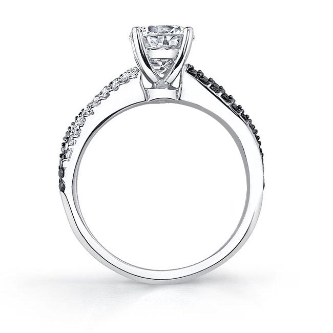  Swirl Black Diamond Accent Radiant Moissanite Ring Image 2