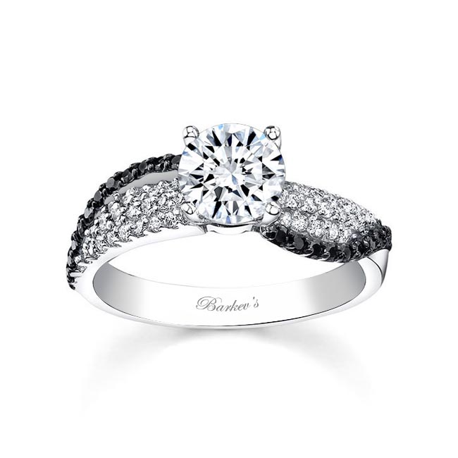 Platinum Swirl Black Diamond Accent Ring Image 1