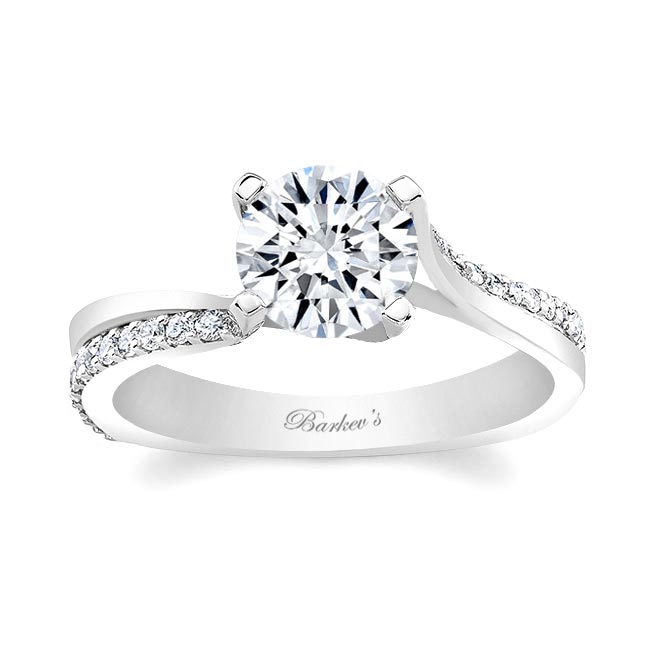 White Gold Unique Flared Engagement Ring Image 1