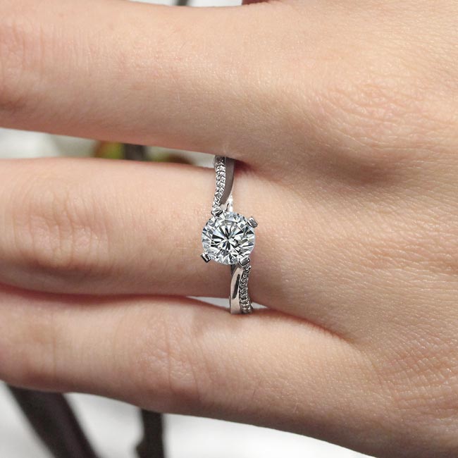 Platinum Unique Flared Engagement Ring Image 2