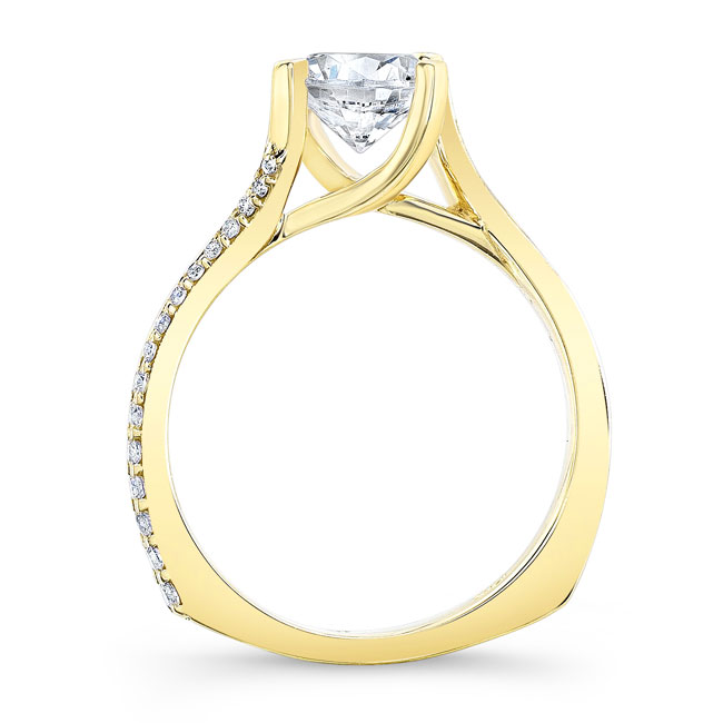 Yellow Gold Unique Flared Lab Diamond Bridal Set Image 2