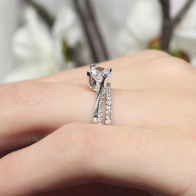 Unique Flared Lab Diamond Bridal Set Image 4