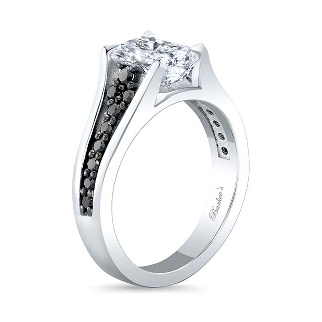  Cathedral Radiant Cut Black Diamond Accent Moissanite Ring Image 2