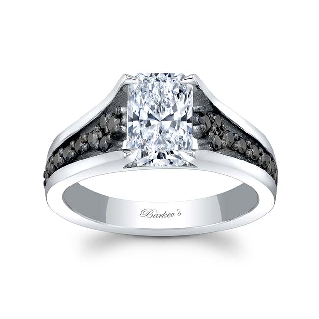  Cathedral Radiant Cut Lab Diamond Ring WIth Black Diamonds Image 1