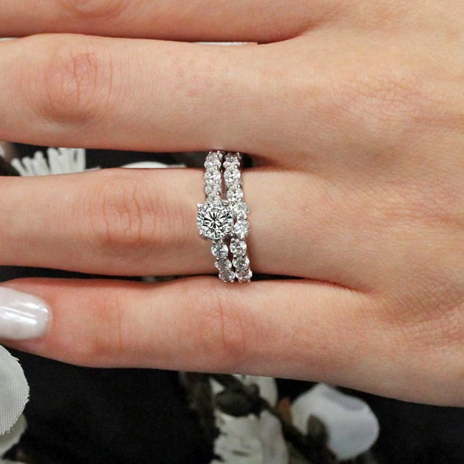 White Gold Moissanite Bridal Ring Set Image 3