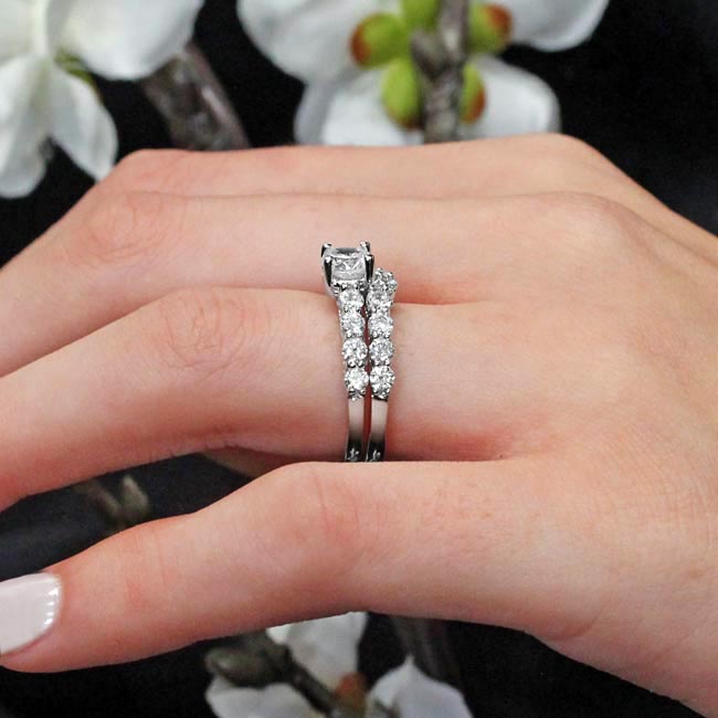 White Gold Moissanite Bridal Ring Set Image 4