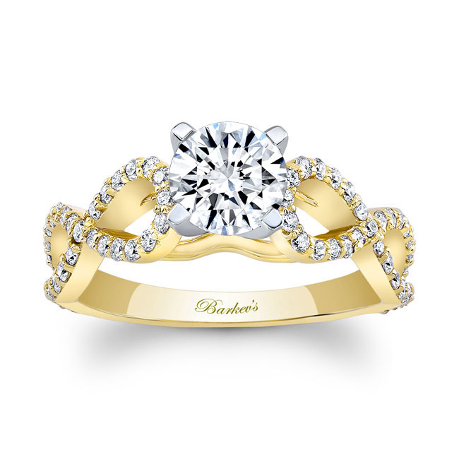  Yellow Gold Moissanite Infinity Engagement Ring Image 4