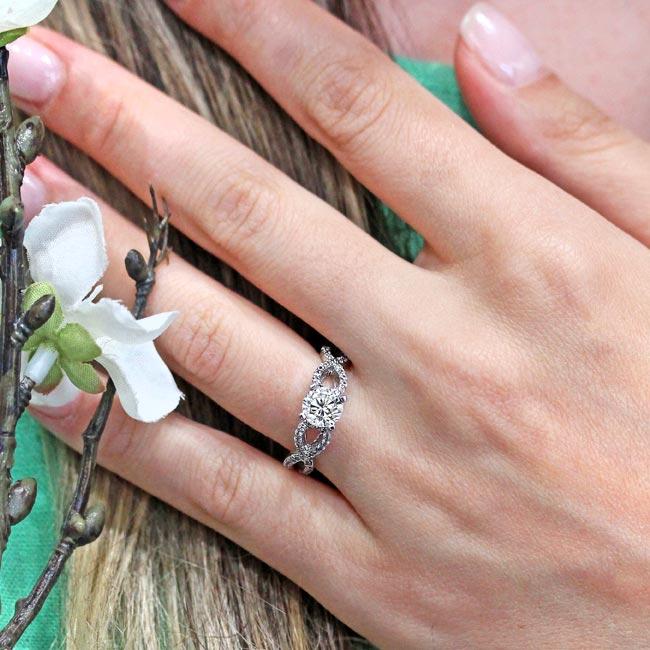  White Gold Moissanite Infinity Engagement Ring Image 3