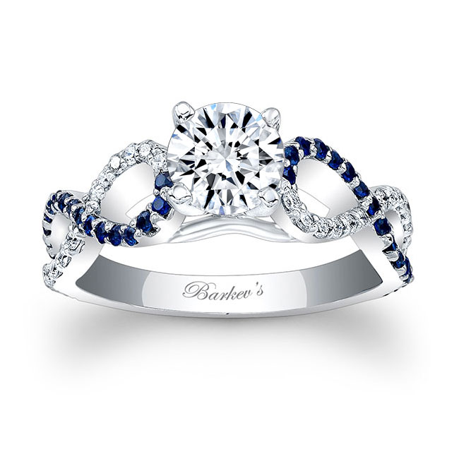  White Gold Sapphire And Diamond Moissanite Infinity Ring Image 1