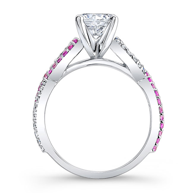  White Gold Pink Sapphire And Diamond Infinity Ring Image 2