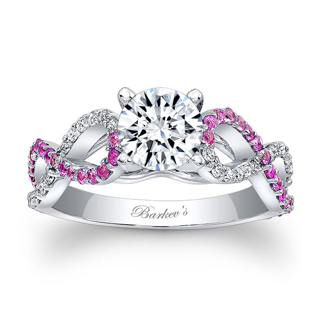 Platinum Pink Sapphire And Diamond Moissanite Infinity Ring Image 1
