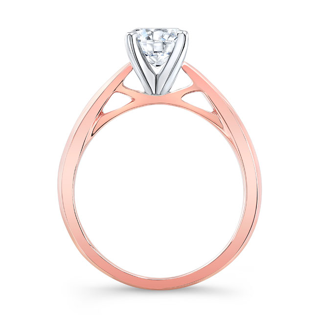  Rose Gold Tapered Lab Grown Diamond Solitaire Ring Image 2