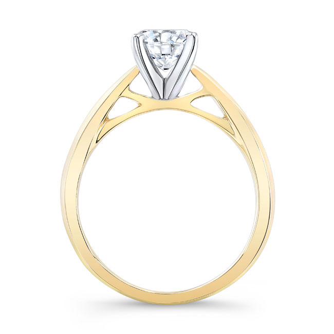  Yellow Gold Tapered Lab Grown Diamond Solitaire Ring Image 2