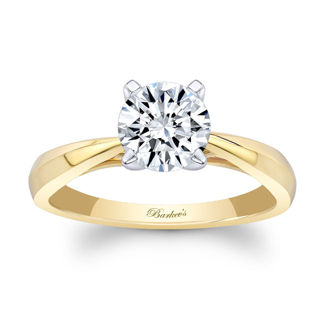 Yellow Gold Tapered Lab Grown Diamond Solitaire Ring Image 1