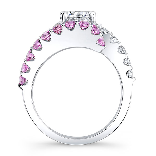  Split Band Pink Sapphire Accent Engagement Ring Image 2
