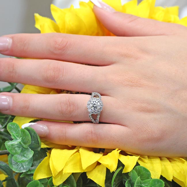  Split Shank Halo Moissanite Engagement Ring Image 4