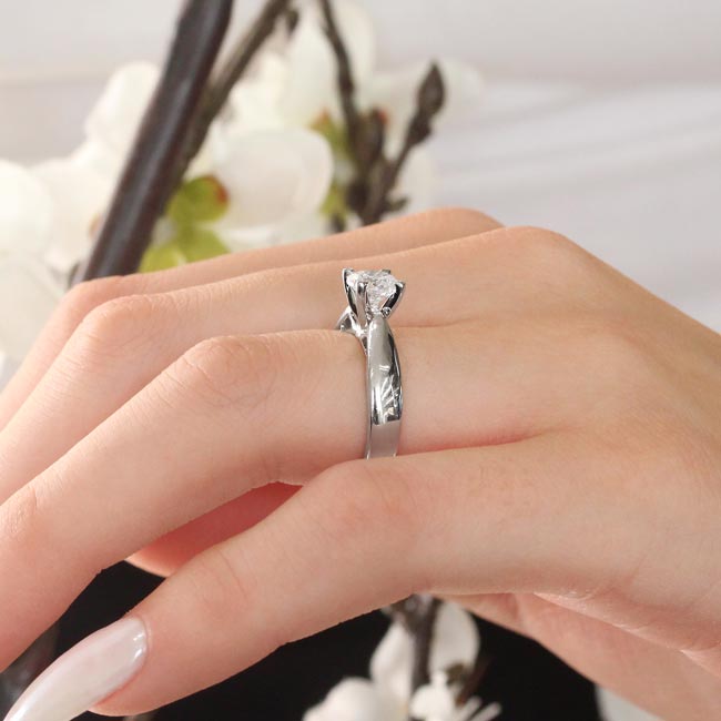 Platinum Pinched Solitaire Ring Image 4