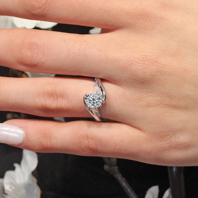 Platinum Split Shank Starnish Moissanite Engagement Ring Image 3