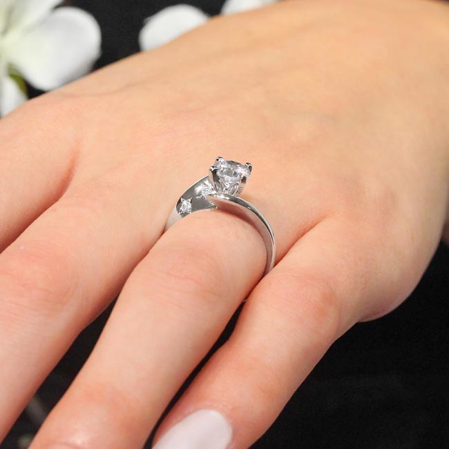 Platinum Split Shank Starnish Moissanite Engagement Ring Image 5