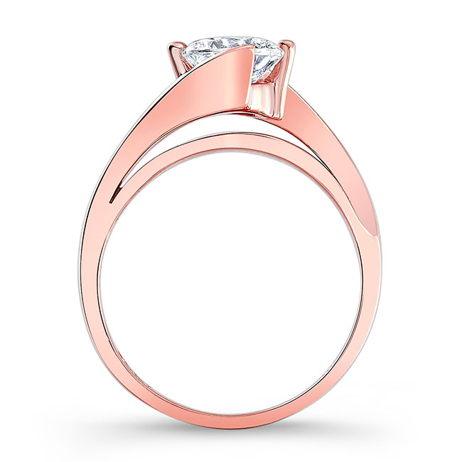  Rose Gold Half Channel Moissanite Solitaire Engagement Ring Image 2