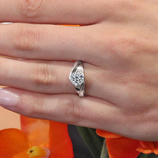 Half Channel Lab Diamond Solitaire Engagement Ring Image 3