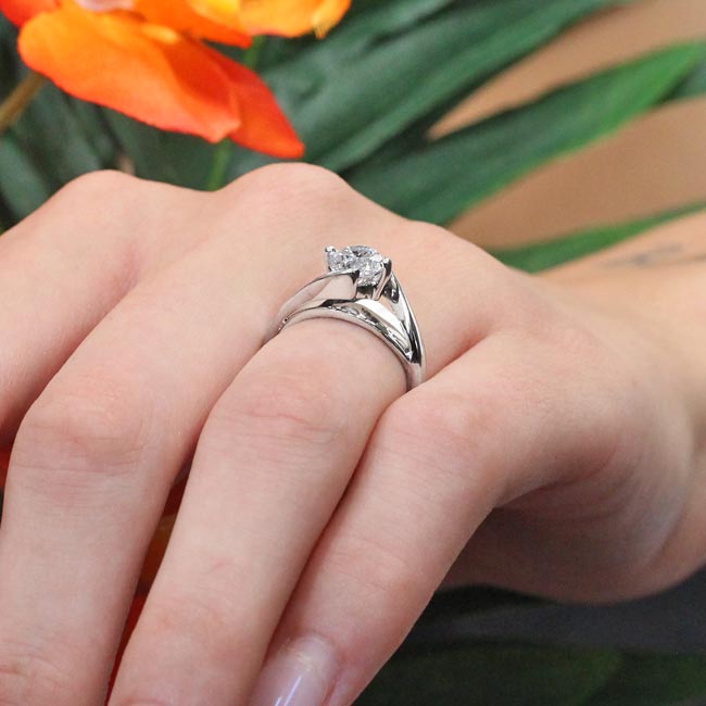Half Channel Moissanite Solitaire Engagement Ring Image 5