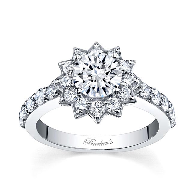 Platinum Starnish Halo Moissanite Engagement Ring Image 1