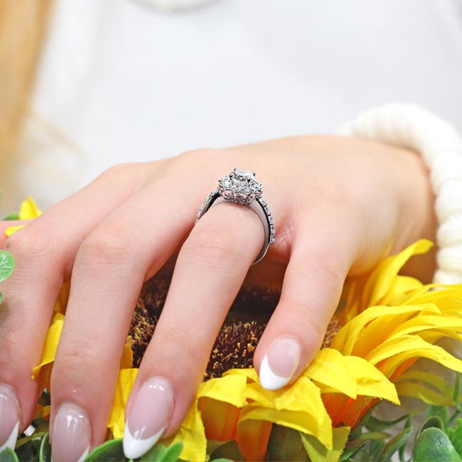  Starnish Halo Moissanite Engagement Ring Image 5