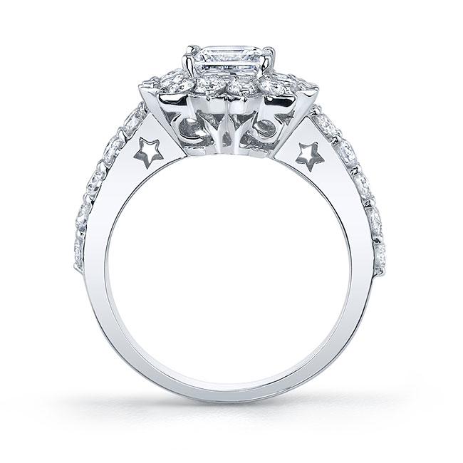 White Gold Starnish Princess Cut Halo Engagement Ring Image 2