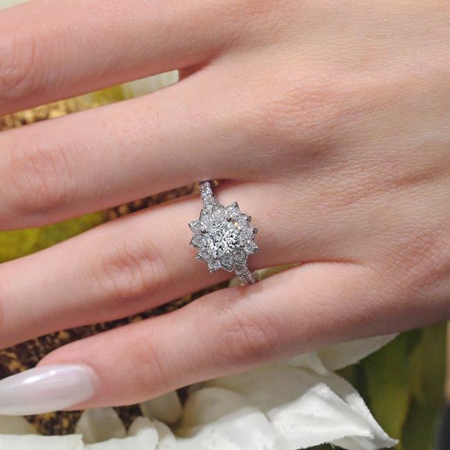 Starnish Princess Cut Moissanite Halo Engagement Ring Image 3