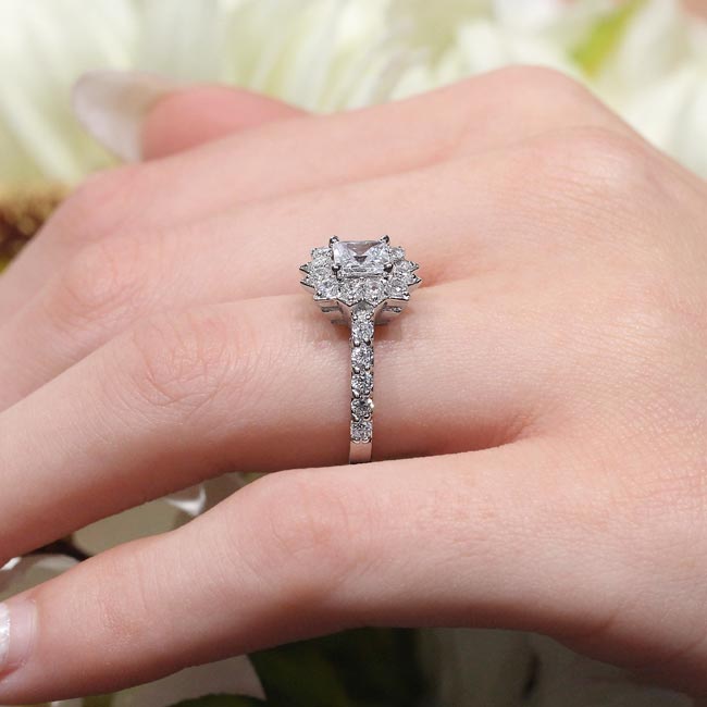 White Gold Starnish Princess Cut Halo Engagement Ring Image 4