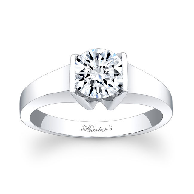  White Gold Channel Set Moissanite Solitaire Engagement Ring Image 1
